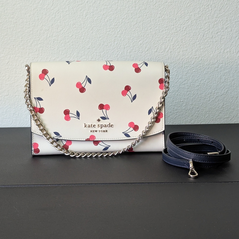 Kate Spade White Cherry Print Crossbody Bag